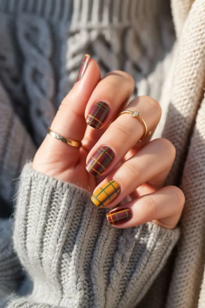 Plaid Fall Nails