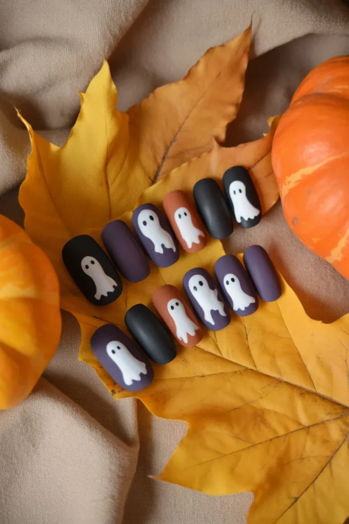 Fall Ghost Nails: 13 Charming Nail Looks That Are Spooky in the Best Way 2 Fall Ghost Nails