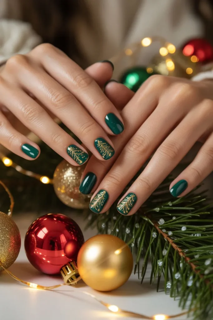 Christmas Nails Green and Gold: The Pinnacle of Festive Glamour 2025 2 Christmas Nails Green and Gold