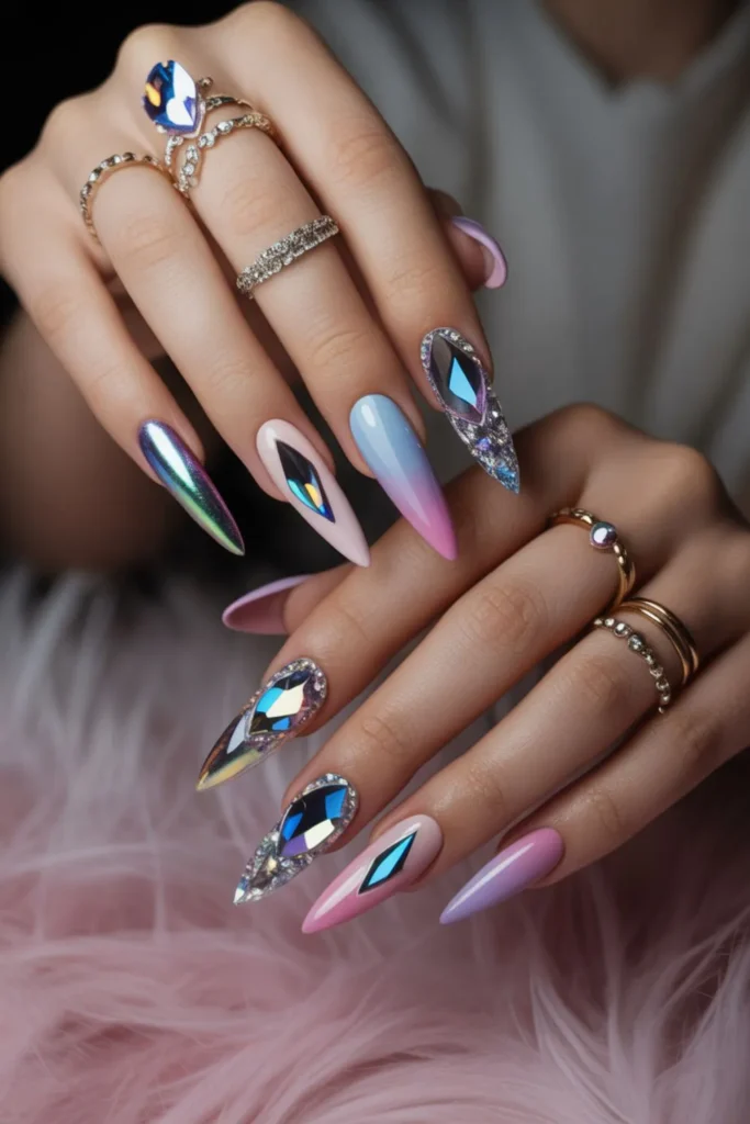 Long Stiletto Nails: 18 Fearless Designs Stop the Chips 5 Long Stiletto Nails