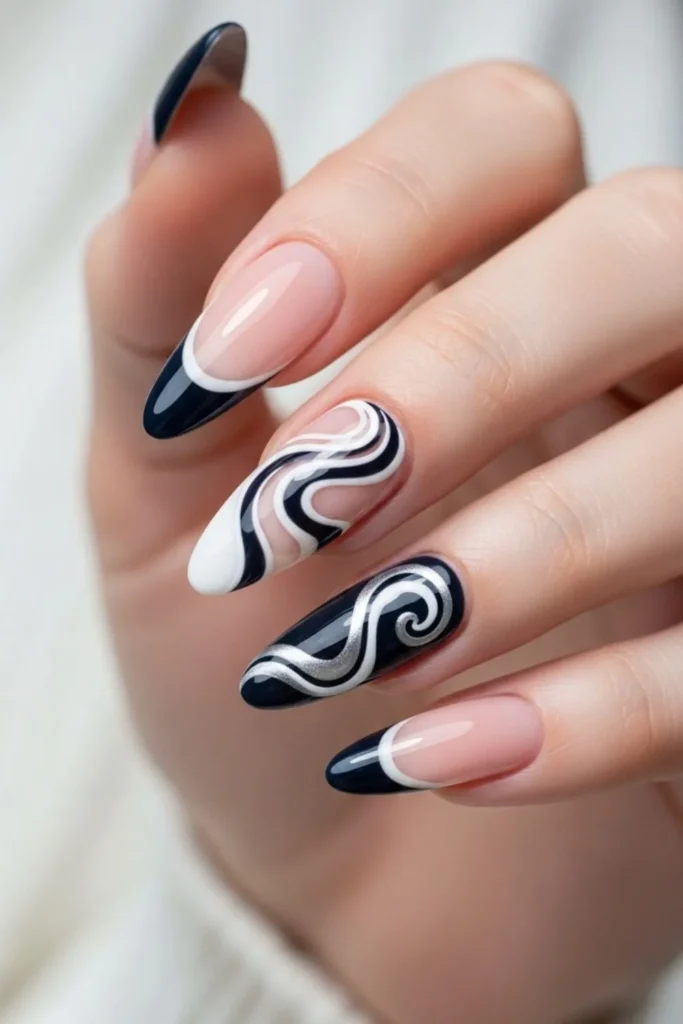 70 Swirly French Tips That Look Expensive Surprisingly Easy and Seriously Chic 7 Swirly French Tips