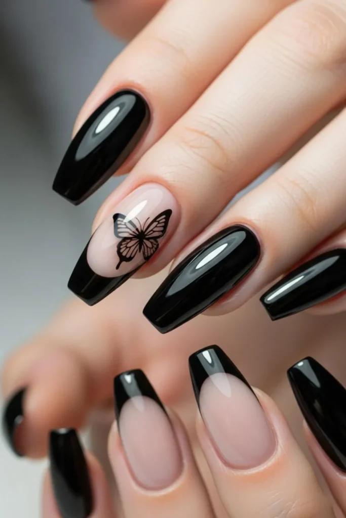 52 Black French Tip Nails Ideas That Look Expensive in 2026 7 Black French Tip Nails