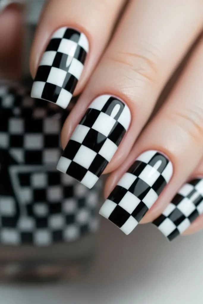 55 Checkered Nails Ideas That Are Retro, Chic, and Effortlessly On-Trend for 2026 2 Checkered Nails