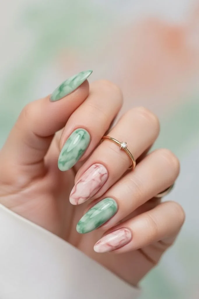 24 Spring Marble Nails That Look Expensive Without the Salon Price Tag 9 Spring Marble Nails