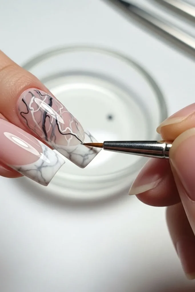 58 Marble French Tip Nails That Look Expensive Without the Salon Price Tag 9 Marble French Tip Nails