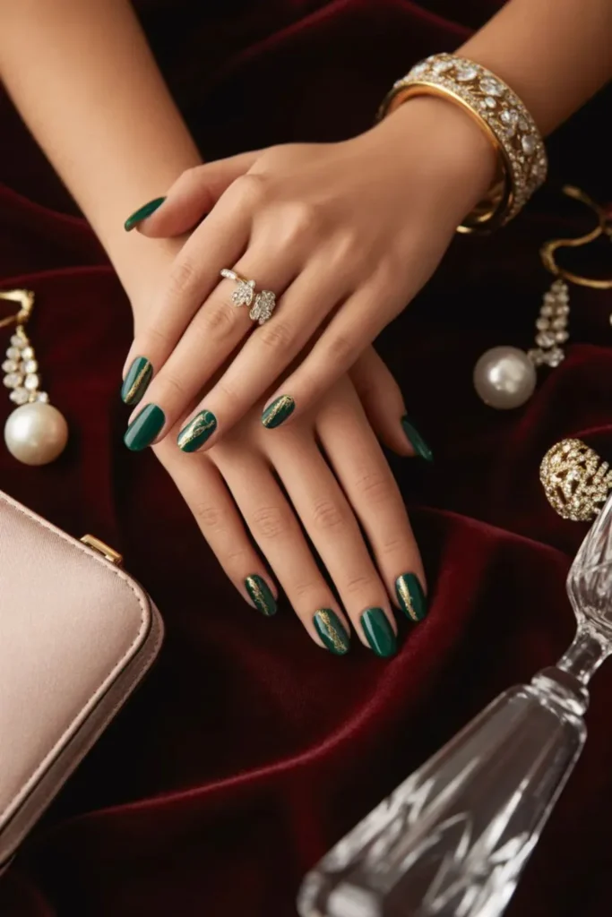 Emerald Green and Gold Nails: 2026's Most Luxurious Nail Art Trends 2 Emerald Green and Gold Nails