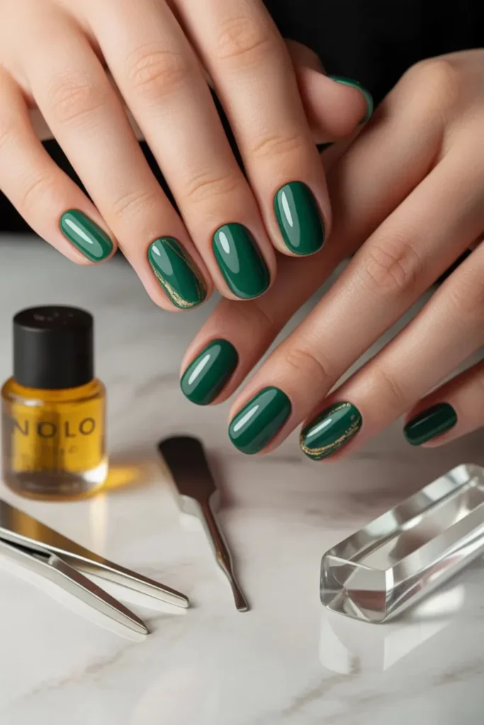 Emerald Green and Gold Nails: 2026's Most Luxurious Nail Art Trends 5 Emerald Green and Gold Nails