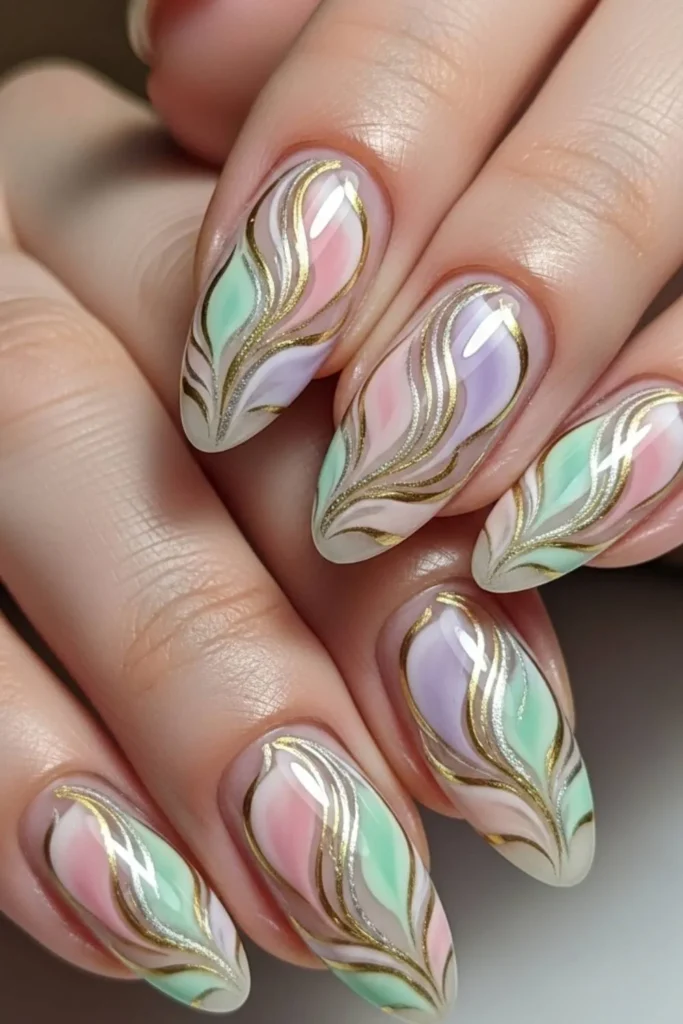 22 Spring Swirl Nails That Look Expensive Without the Salon Price Tag 9 Spring Swirl Nails