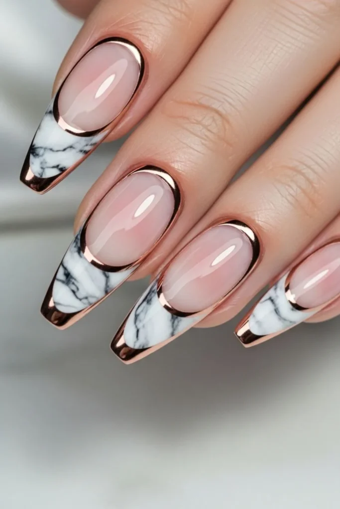 58 Marble French Tip Nails That Look Expensive Without the Salon Price Tag 8 Marble French Tip Nails