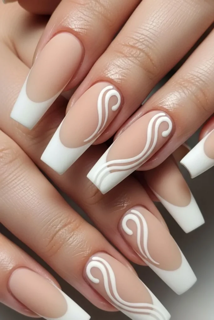 70 Swirly French Tips That Look Expensive Surprisingly Easy and Seriously Chic 9 Swirly French Tips