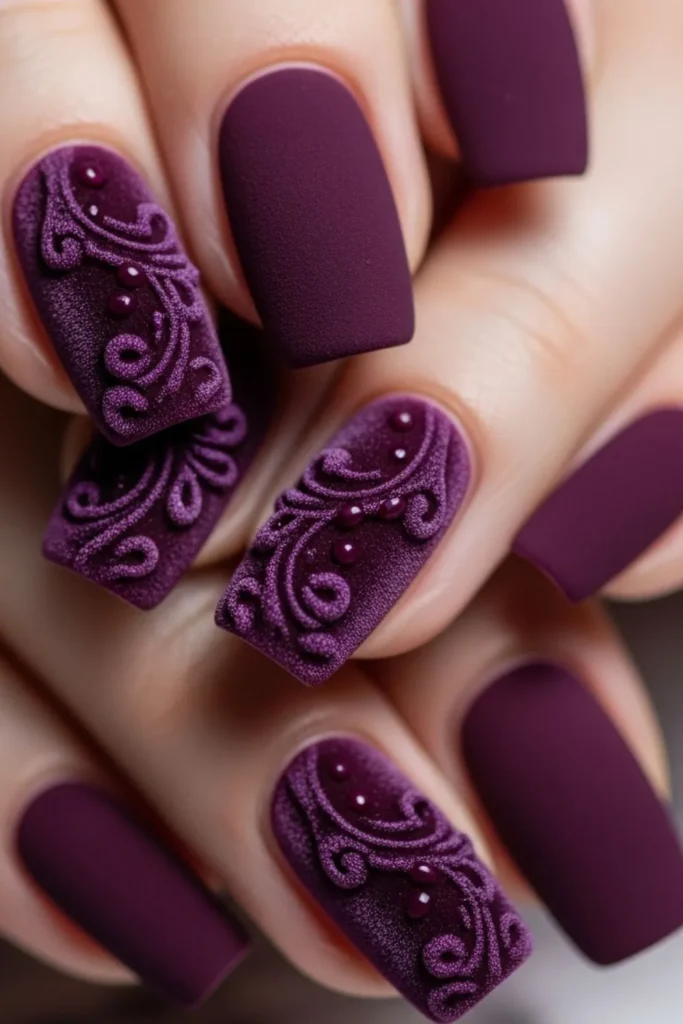 68 Velvet Nail Designs That Look Expensive Without the Salon Price Tag 3 Velvet Nail Designs