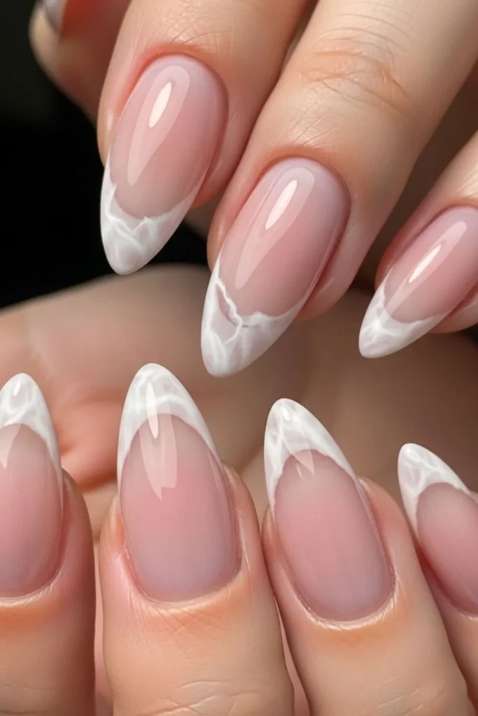 58 Marble French Tip Nails That Look Expensive Without the Salon Price Tag 6 Marble French Tip Nails