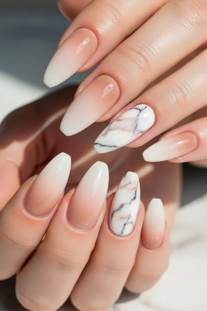 57 Neutral Marble Nails That Look Expensive Without Trying 8 Neutral Marble Nails