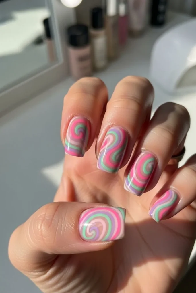 22 Spring Swirl Nails That Look Expensive Without the Salon Price Tag 11 Spring Swirl Nails