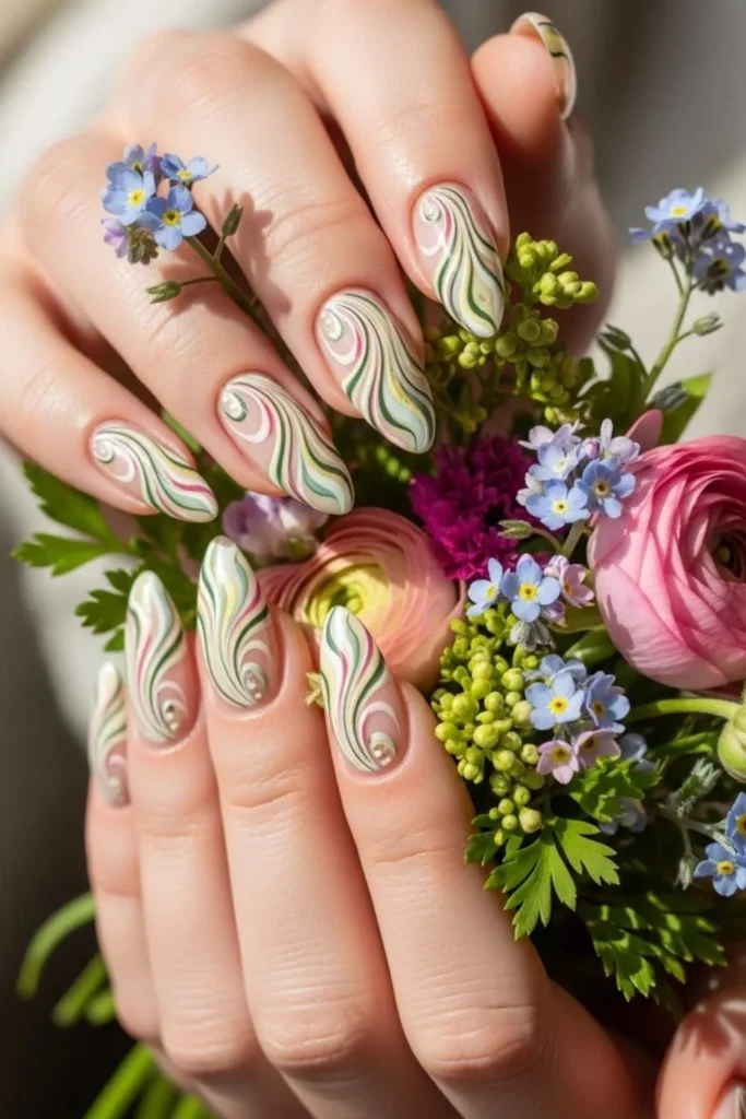 22 Spring Swirl Nails That Look Expensive Without the Salon Price Tag 2 Spring Swirl Nails