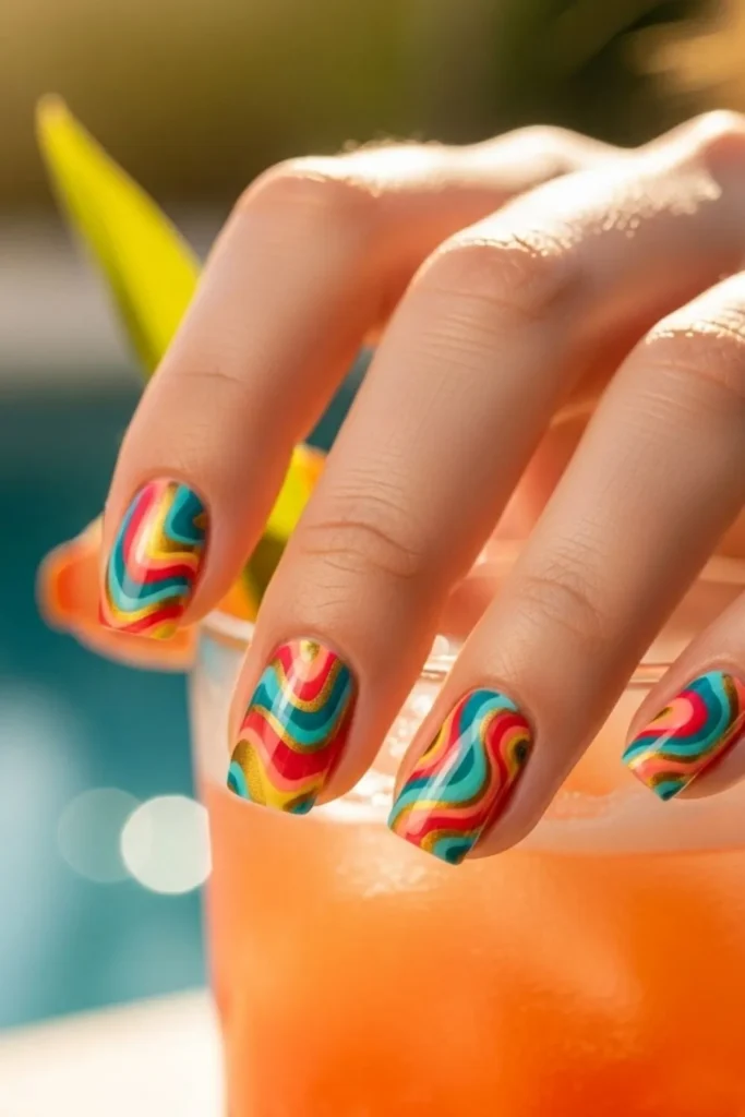 73 Summer Swirl Nails That Look Expensive Without the Salon Price Tag (2026) 2 Summer Swirl Nails